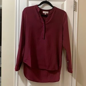 Jaye.e. Maroon poly silk dress blouse S